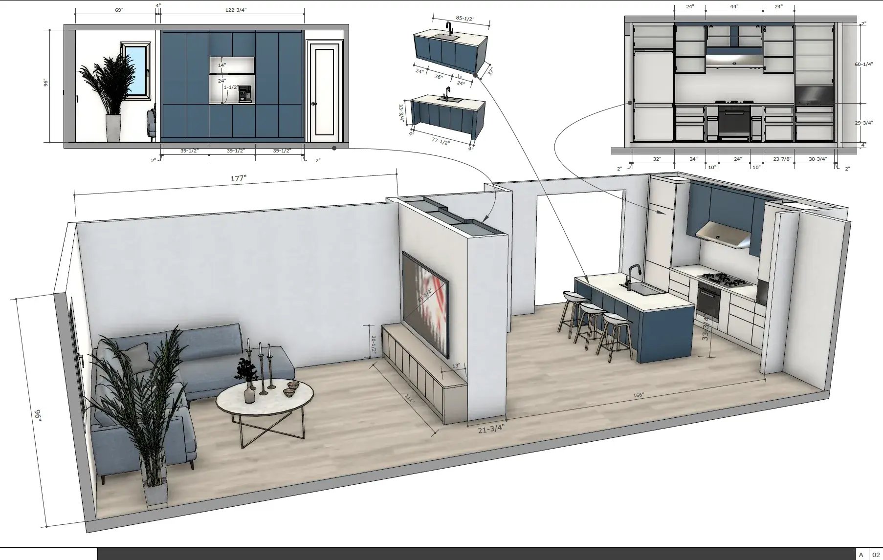 Livinig room & kitchen design