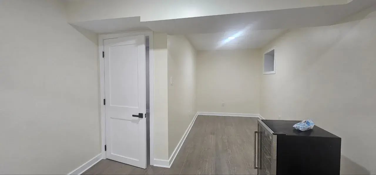 Finished basement room with new door