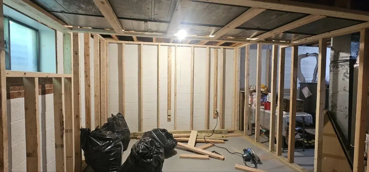 Framing near the basement utility area
