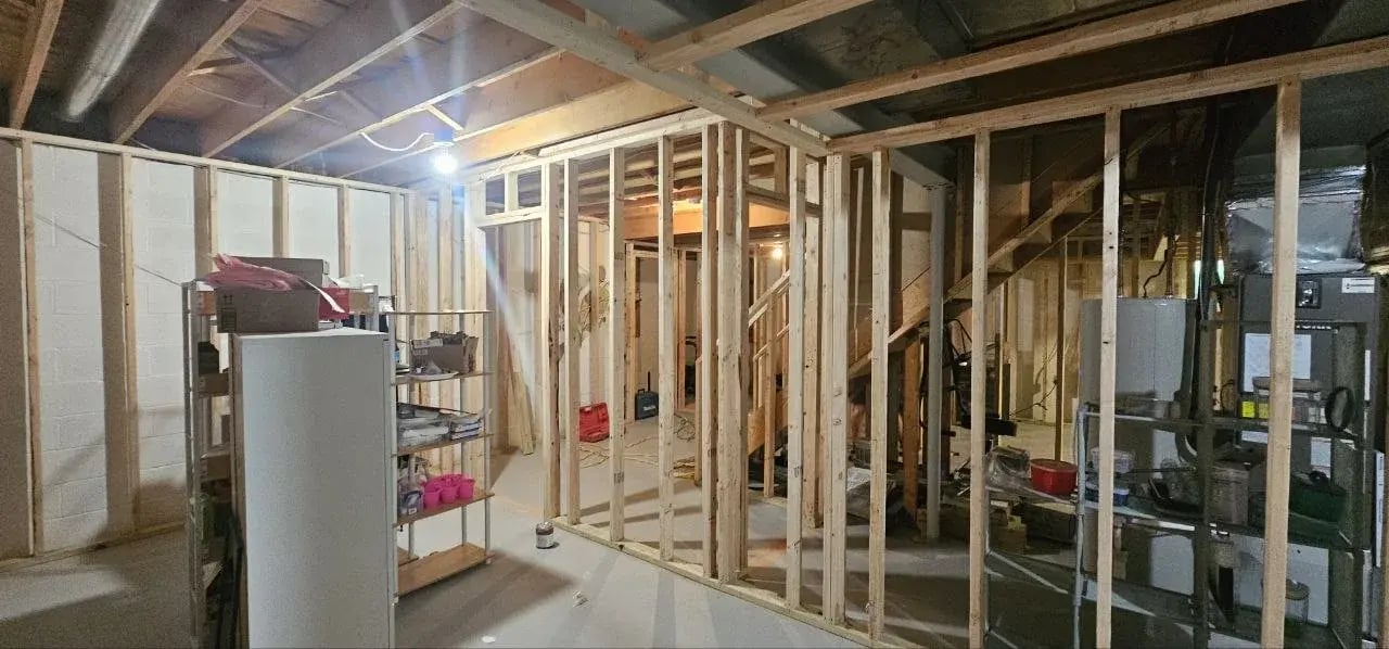 Basement framing before electrical and insulation