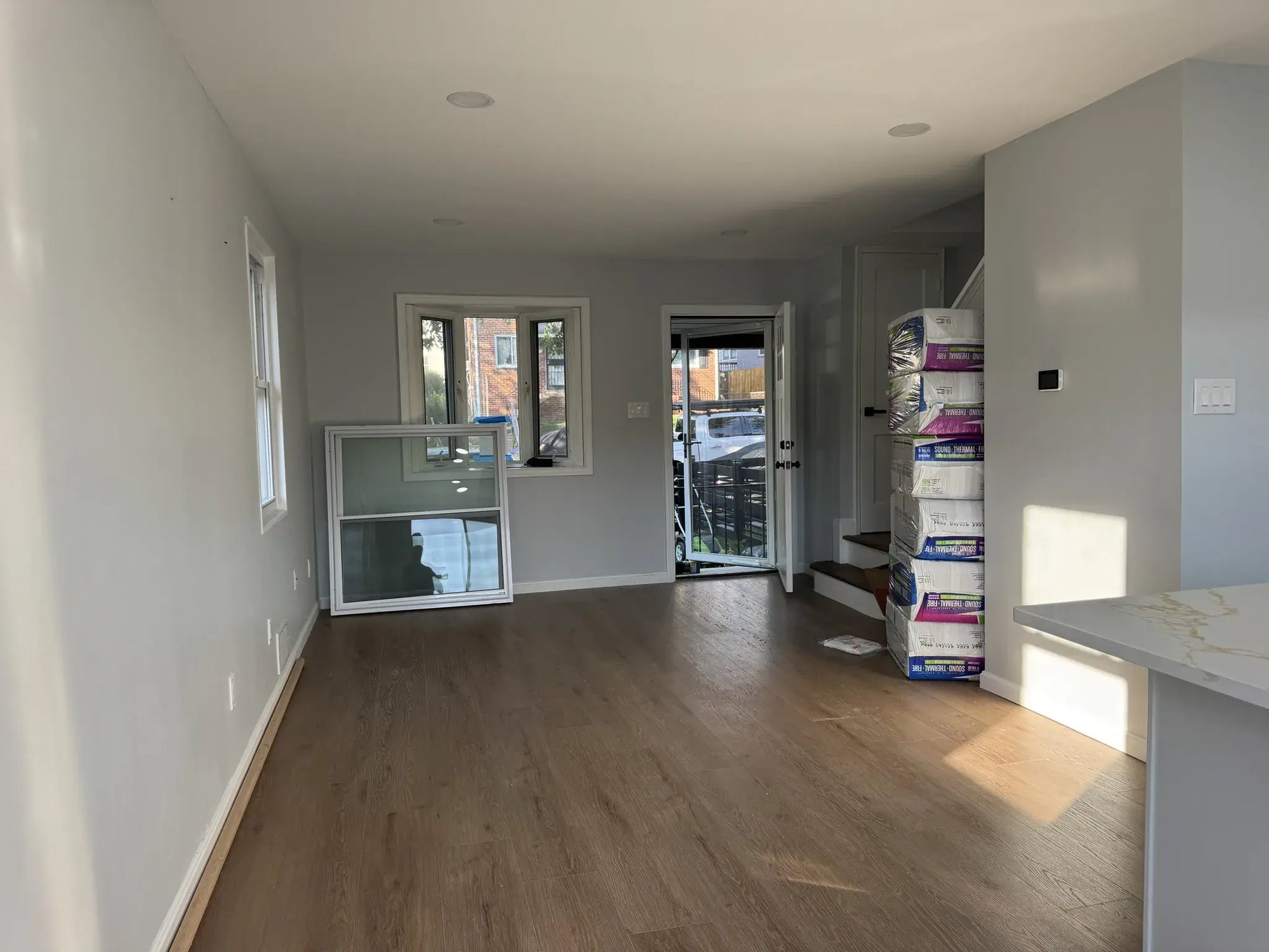 Main level looking toward the front door after renovation
