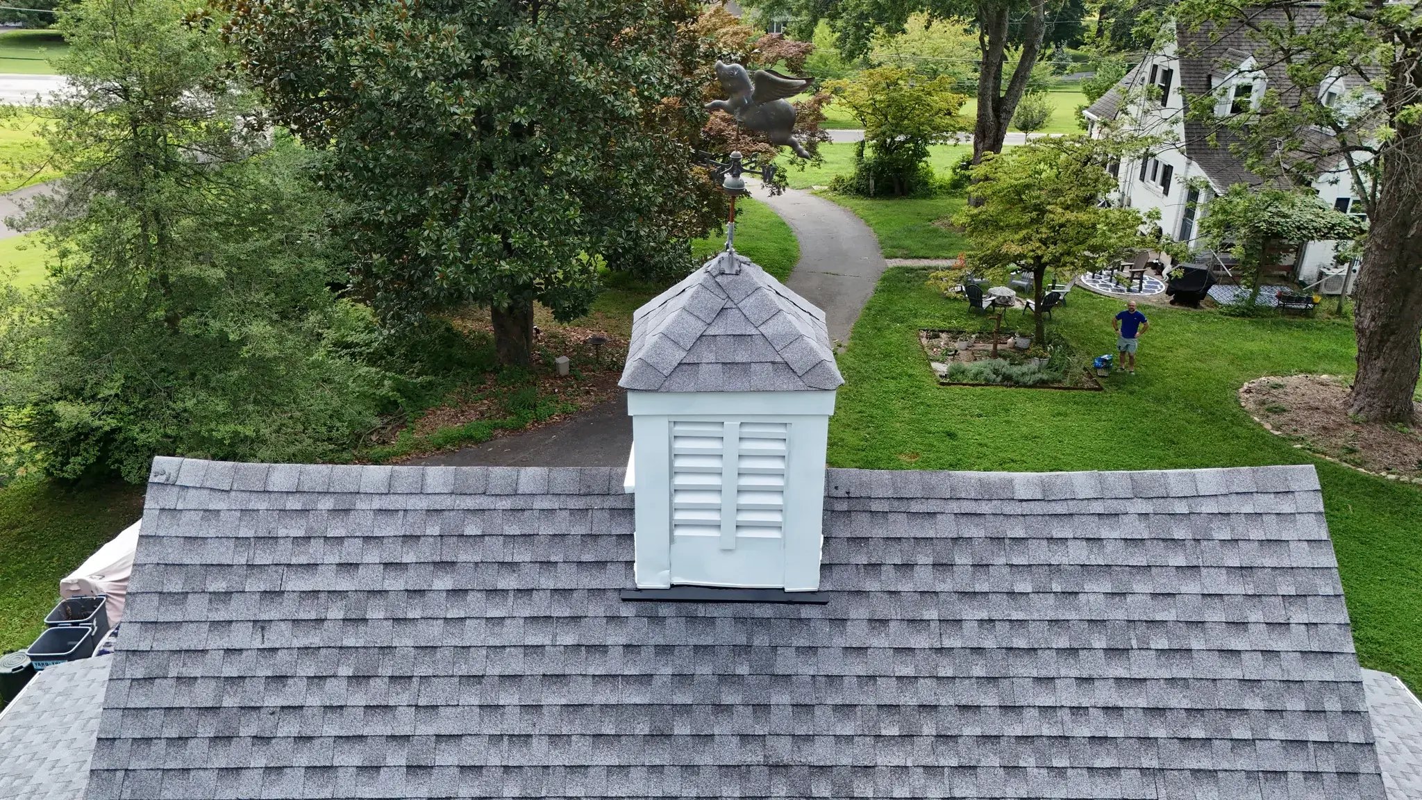 Repaired cupola on the new garage roof