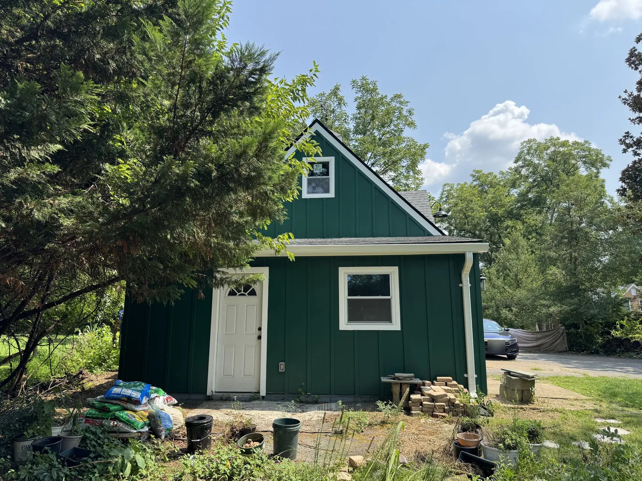 Side entrance of the renovated garage
