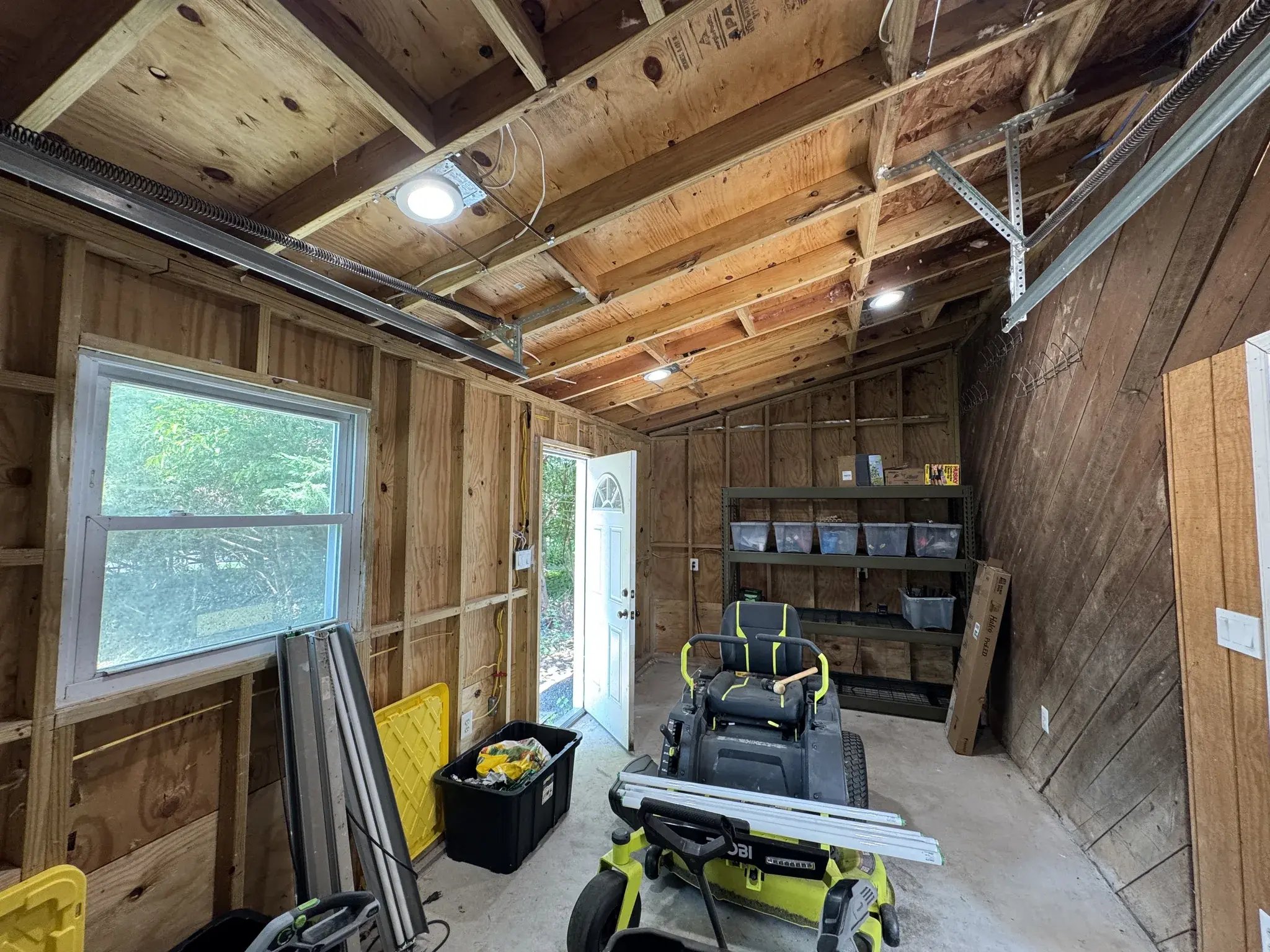 Garage interior after renovation with new window