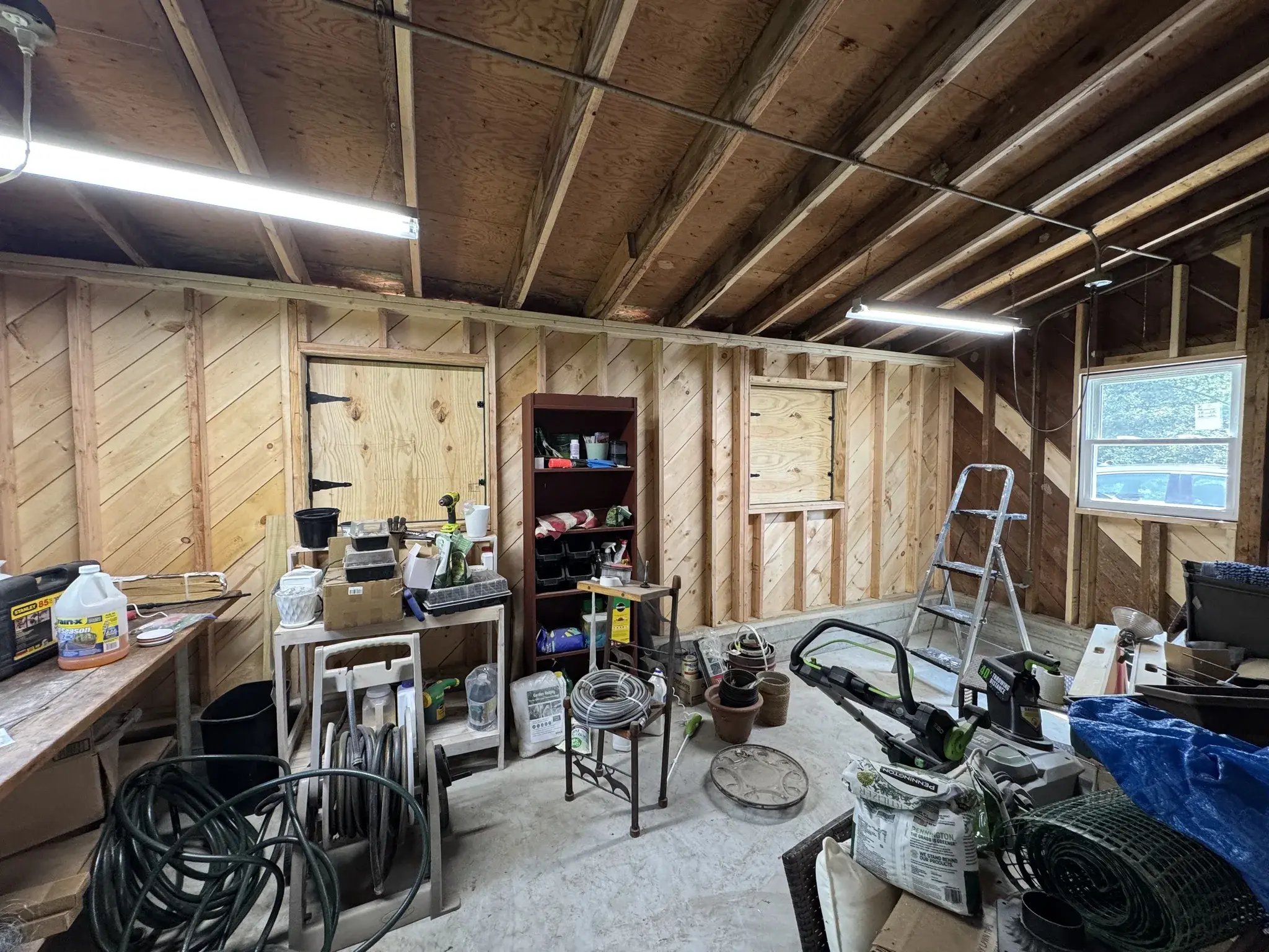 Garage workshop area after renovation