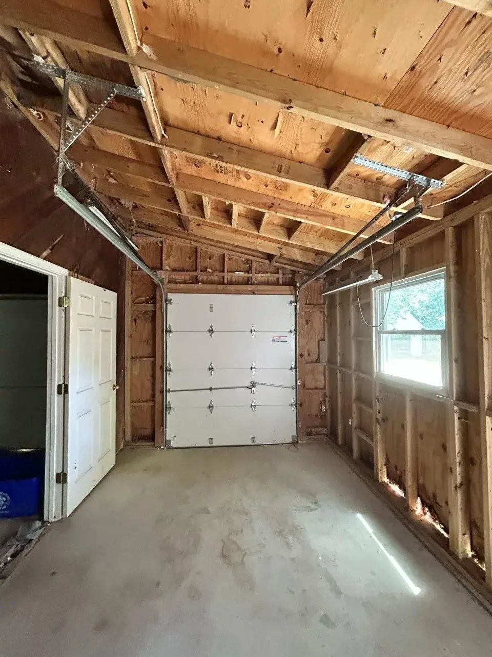 Garage interior opened up during demolition