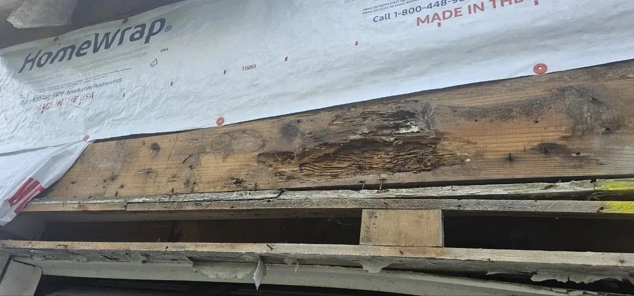 Rotted beam over the garage door