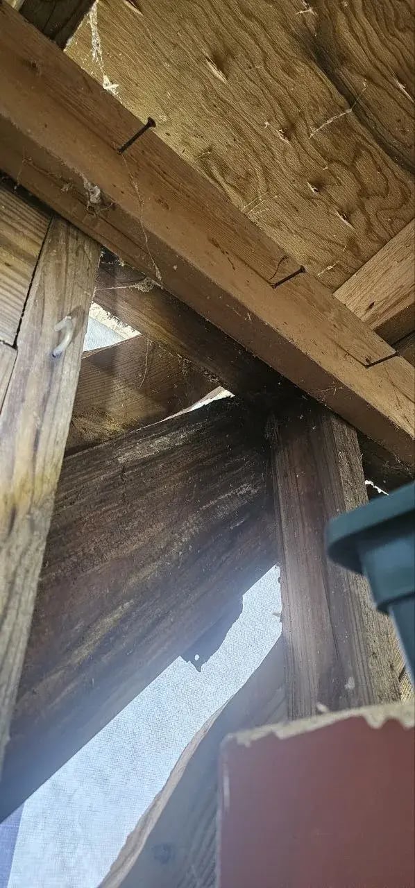 Deteriorated framing found behind the old siding