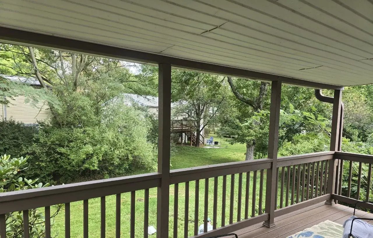 Painted railings on the finished deck