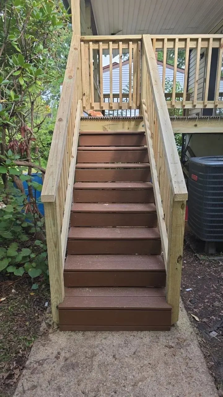 New deck stairs with composite treads