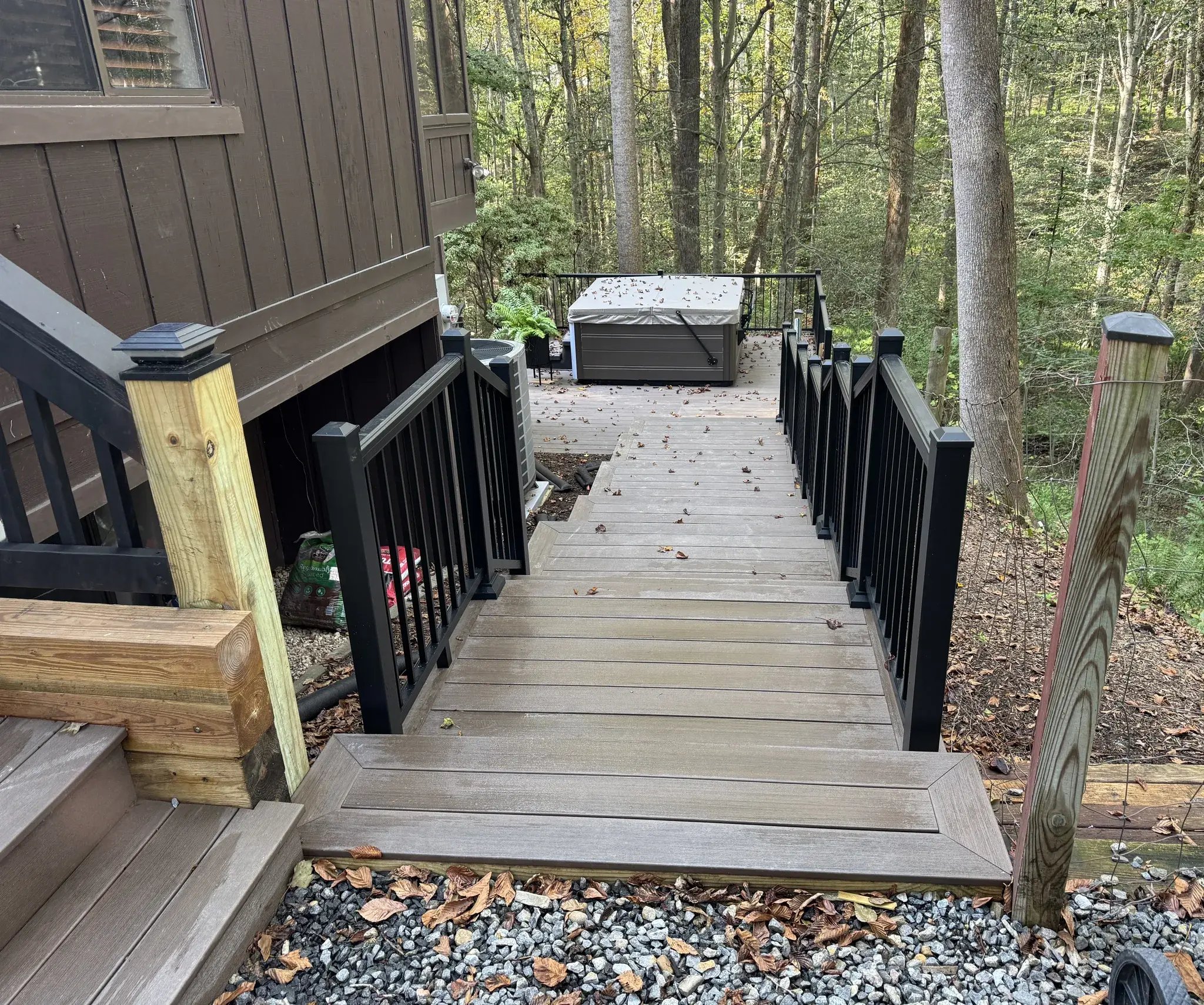 New composite walkway to the hot tub deck