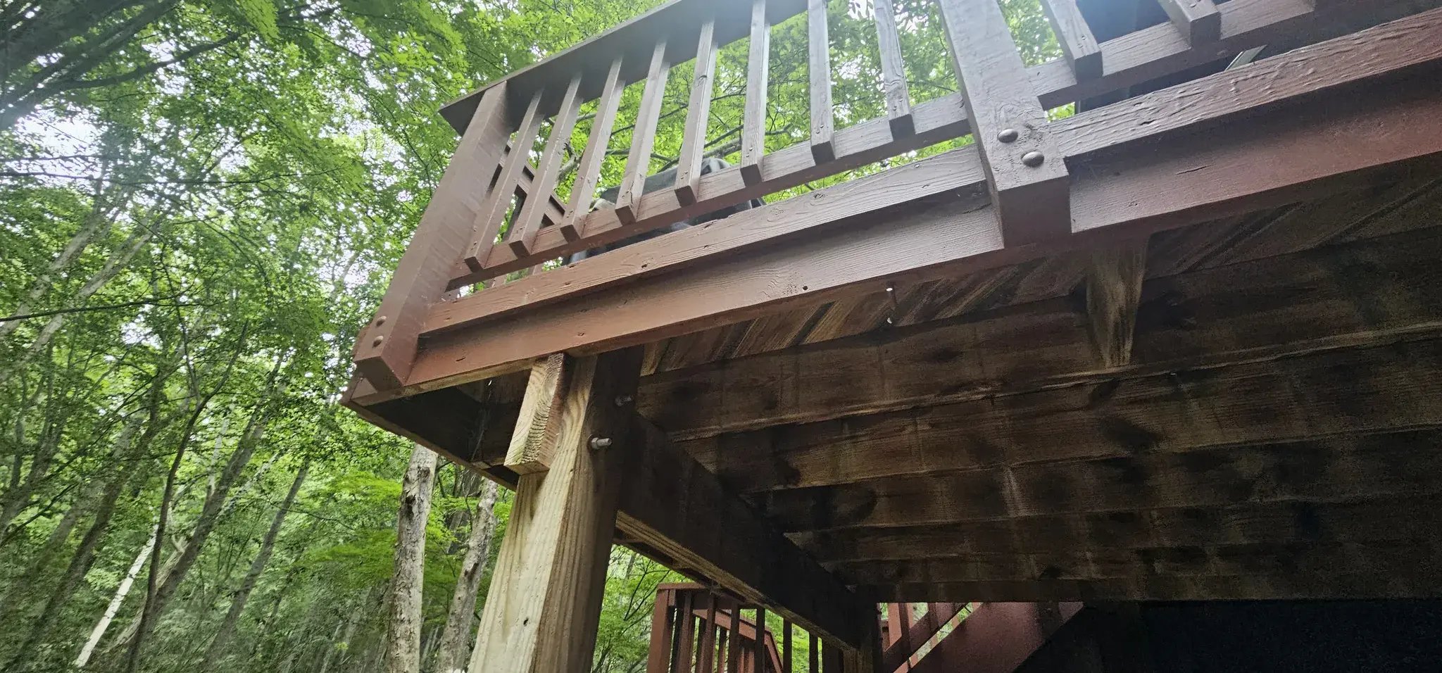 Weathered framing under the old upper deck
