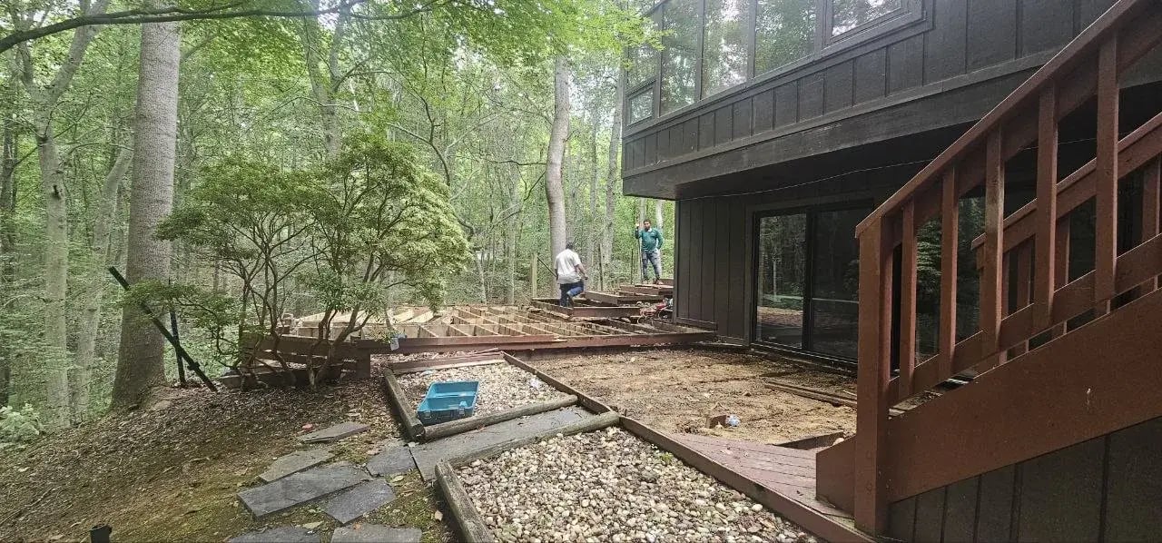 Old deck boards removed during demolition