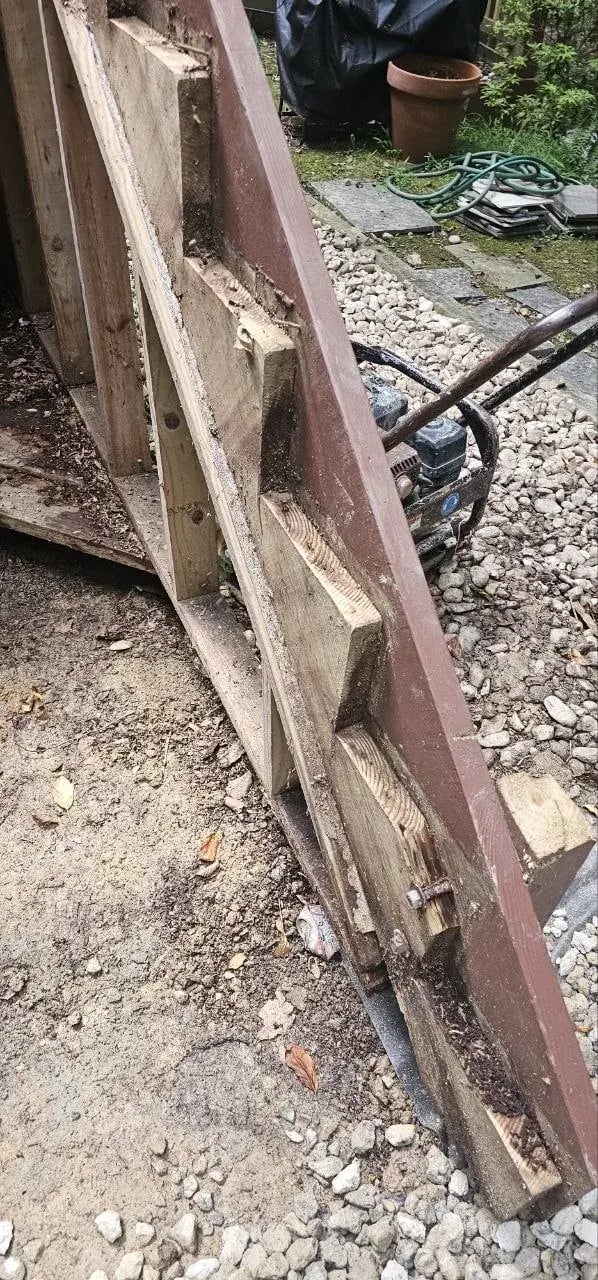 Rotted stair stringer found during demolition