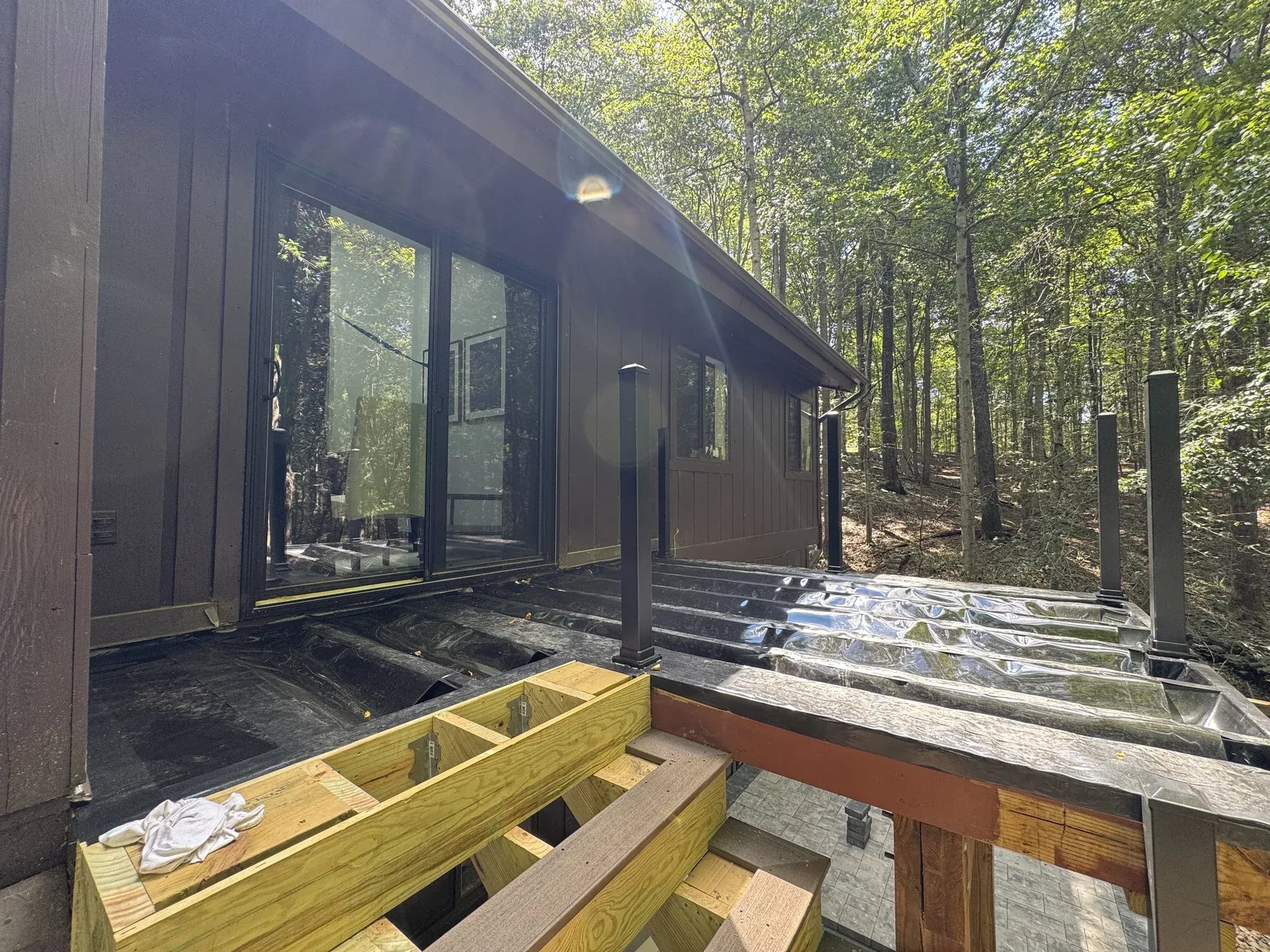 New deck framing along the house