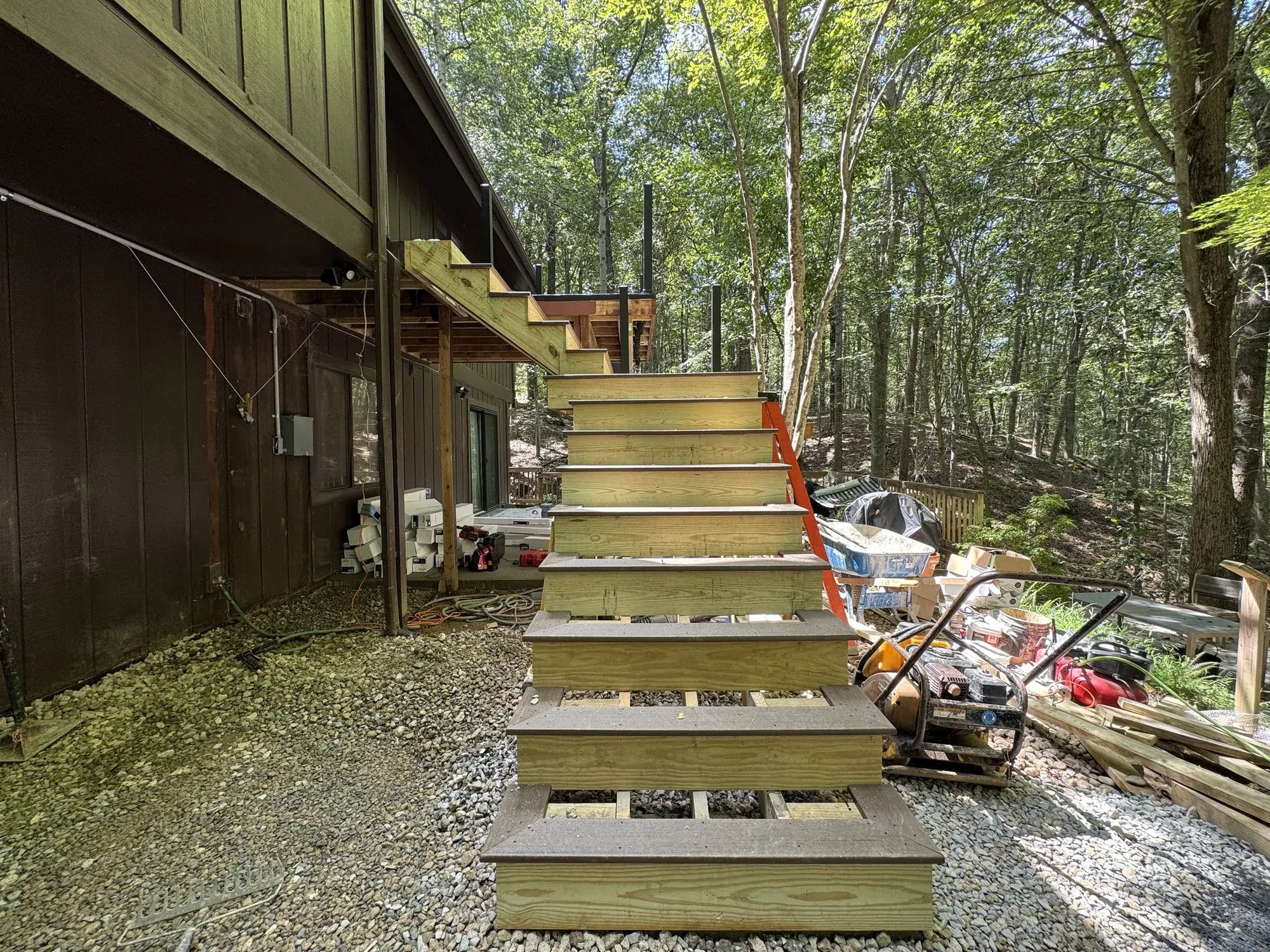 New stairs built from the parking area