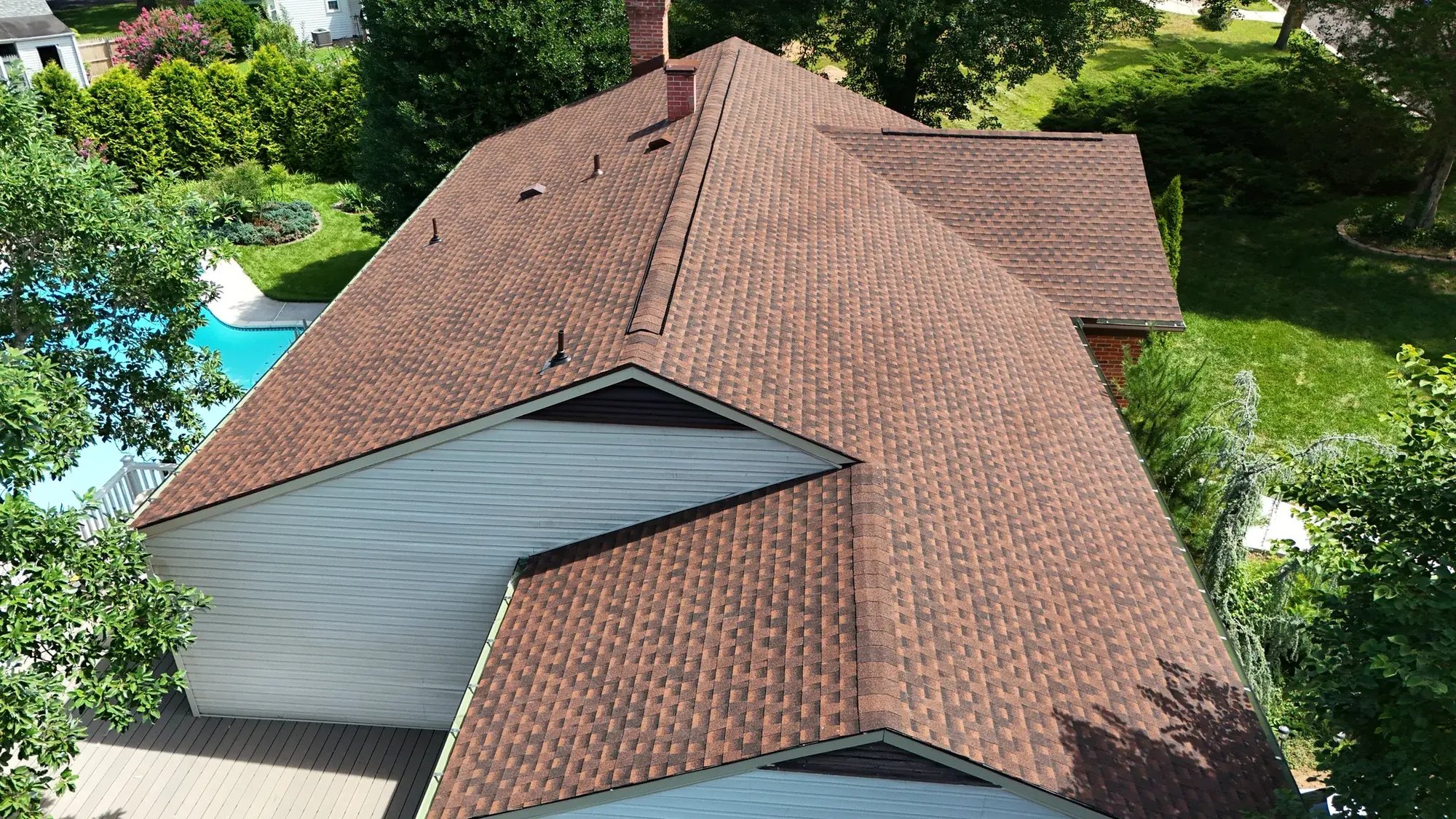 New GAF Timberline HDZ shingles, aerial view