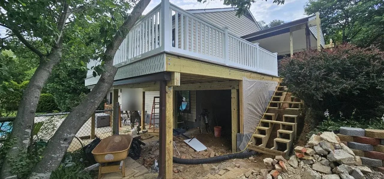 Storage room framing under the new deck