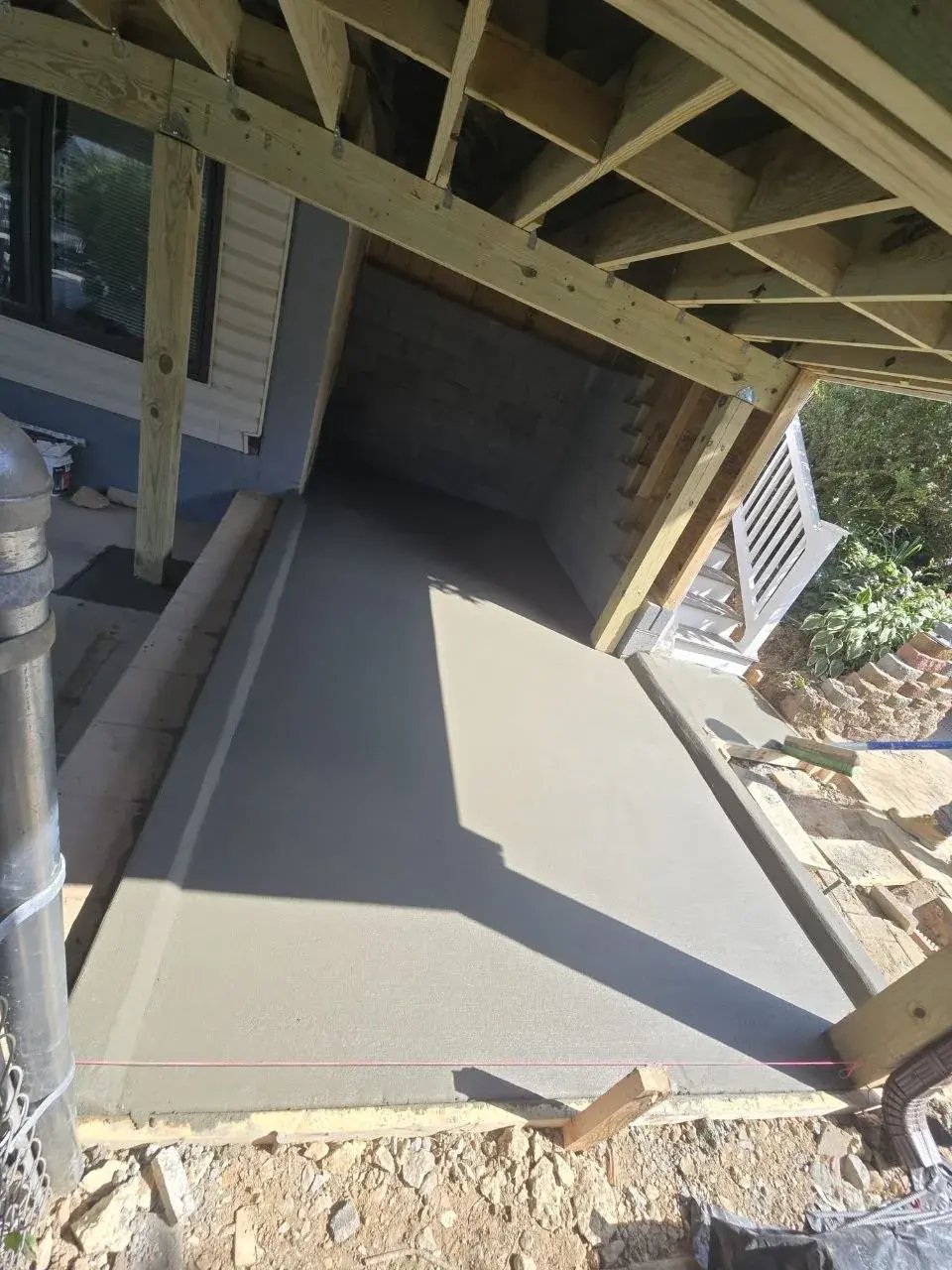 New concrete floor in the storage room