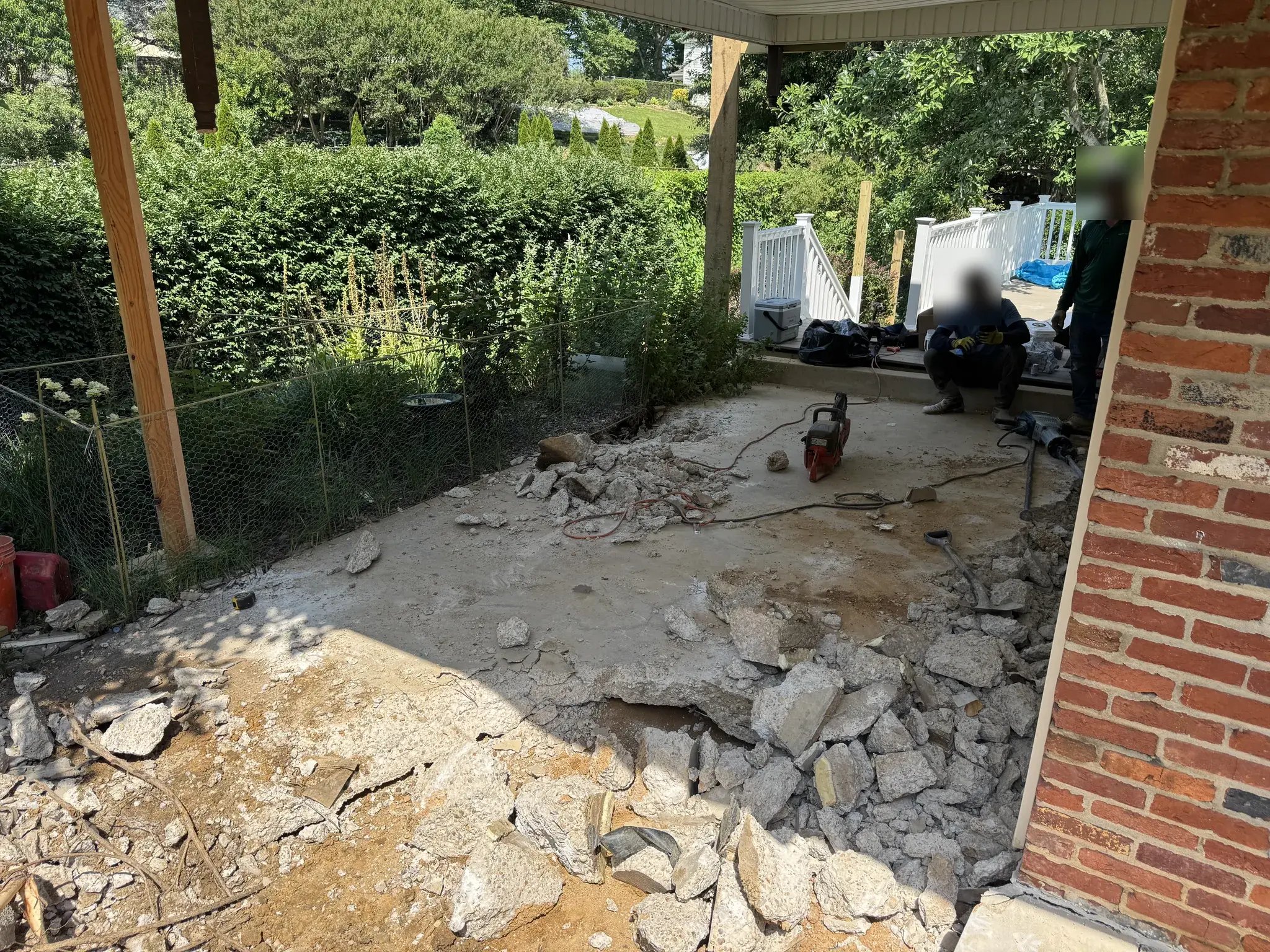 Old carport slab broken out