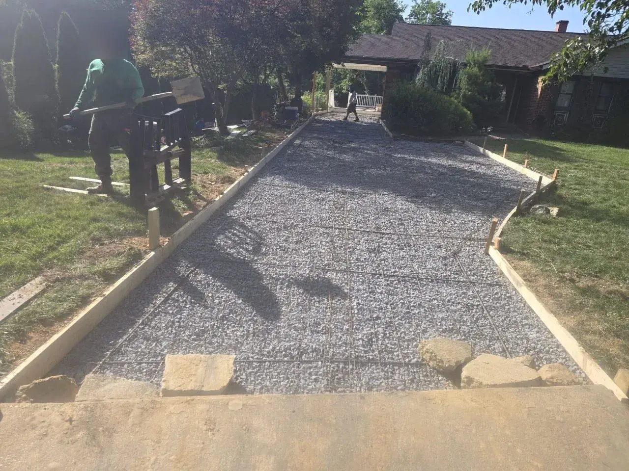Gravel base and forms for the new driveway